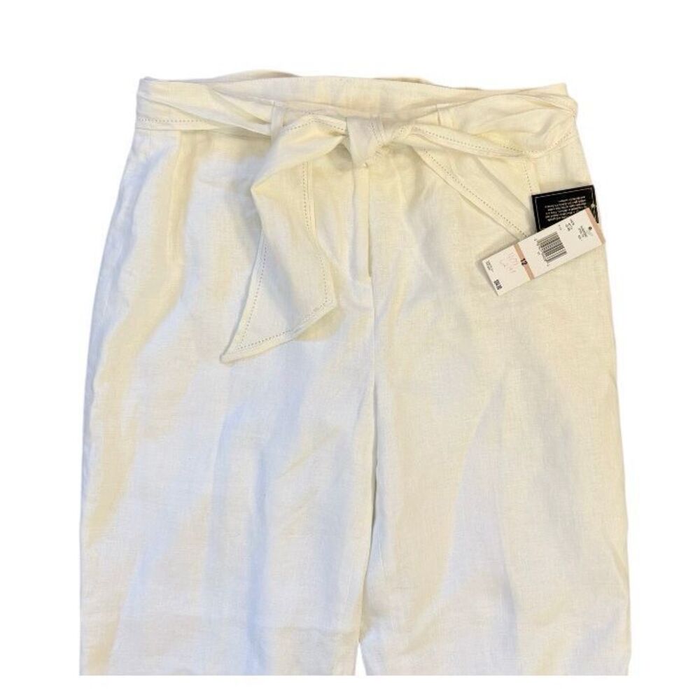 NWT Jones New York 100% Linen Pants White Tie Belt Sz. 12 Crisp Lightweight - Picture 3 of 8